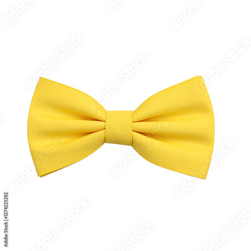 Elegant sunflower yellow bowtie ribbon on white background