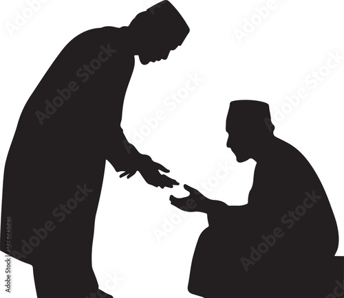 vector illustration of muslim giving zakat on ramadan day
