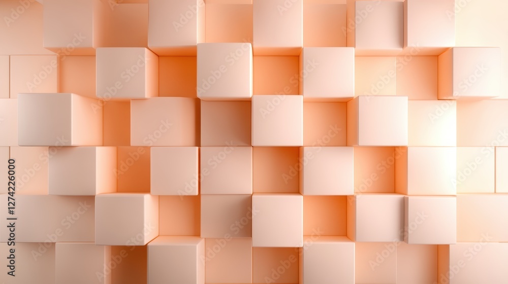 An intricate collection of layered peach and cream cubes arranged to create a mesmerizing pattern, symbolizing structure, design, and contemporary art. An intricate collection of layered peach and cream cubes arranged to create a mesmerizing pattern, symbolizing structure, design, and contemporary art.