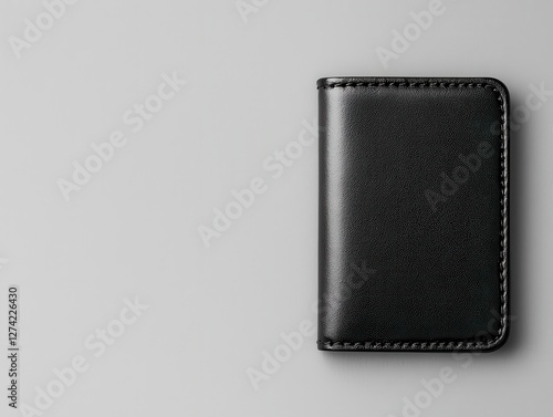 Minimal black wallet with embossed Bitcoin logo, digital assets storage theme