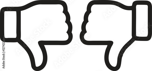 Thumb down, icon set, dislike symbol, vector illustration