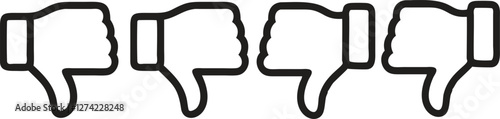 Thumb down, icon set, dislike symbol, vector illustration