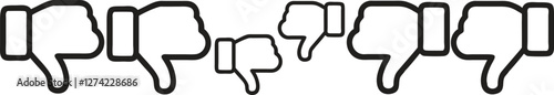 Thumb down, icon set, dislike symbol, vector illustration