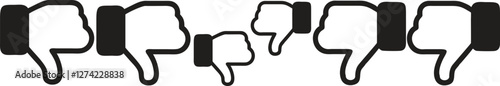 Thumb down, icon set, dislike symbol, vector illustration