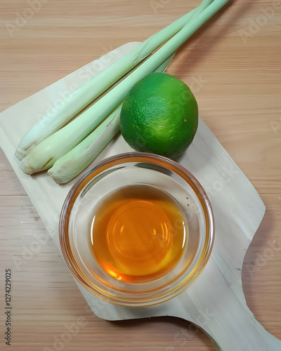 Fresh lemongrass, lime and honey ingredients for a tasty, natural drink