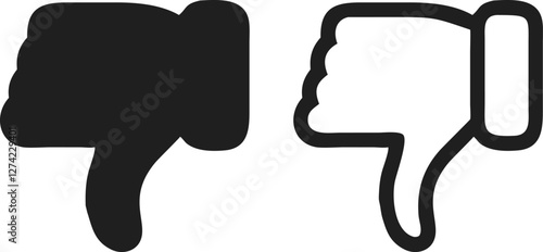 Thumb down, icon set, dislike symbol, vector illustration