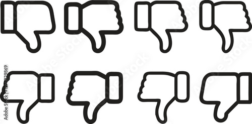 Thumb down, icon set, dislike symbol, vector illustration
