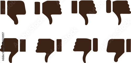 Thumb down, icon set, dislike symbol, vector illustration