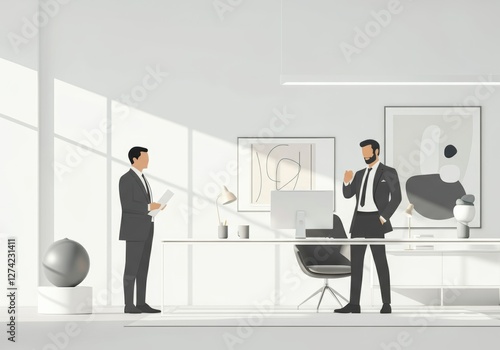 Wallpaper Mural Two businessmen discussing ideas in a modern office setting Torontodigital.ca