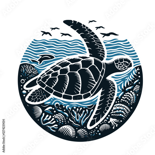 sea turtle vector illustration