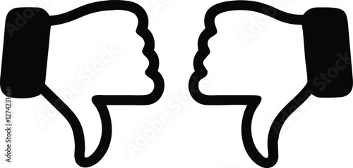 Thumb down, icon set, dislike symbol, vector illustration