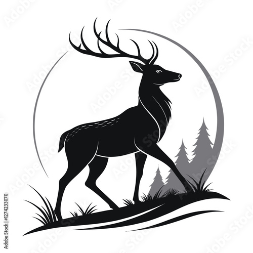 Majestic Wild Deer in Serene Forest Landscape