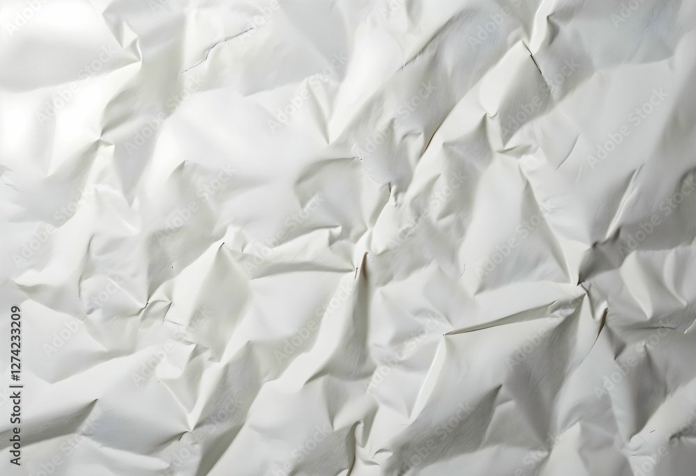 Obraz premium Crumpled white paper texture creates a unique visual effect ideal for backgrounds and creative projects