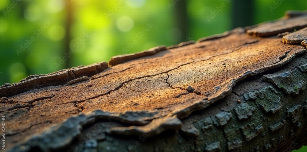 Large piece of tree bark with visible texture and ridges, wood, organic Large piece of tree bark with visible texture and ridges, wood, organic