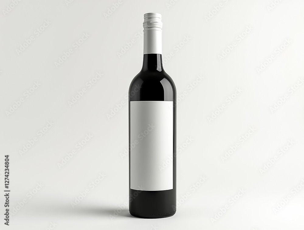 Elegant wine bottle with blank label on a simple backdrop ready for customization in a minimalist setting Elegant wine bottle with blank label on a simple backdrop ready for customization in a minimalist setting