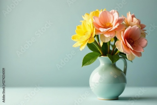 Wallpaper Mural Yellow and pink blooms in a delicate, handcrafted vase, flower, fresh Torontodigital.ca