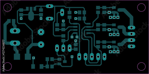 Tracing conductors of printed circuit board
of electronic device. Vector engineering 
drawing of pcb design. Electric background.
Computer technic educational project.