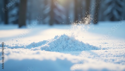 Wallpaper Mural Soft dust settles on white snow-covered table, forming a serene landscape, winter, calm Torontodigital.ca