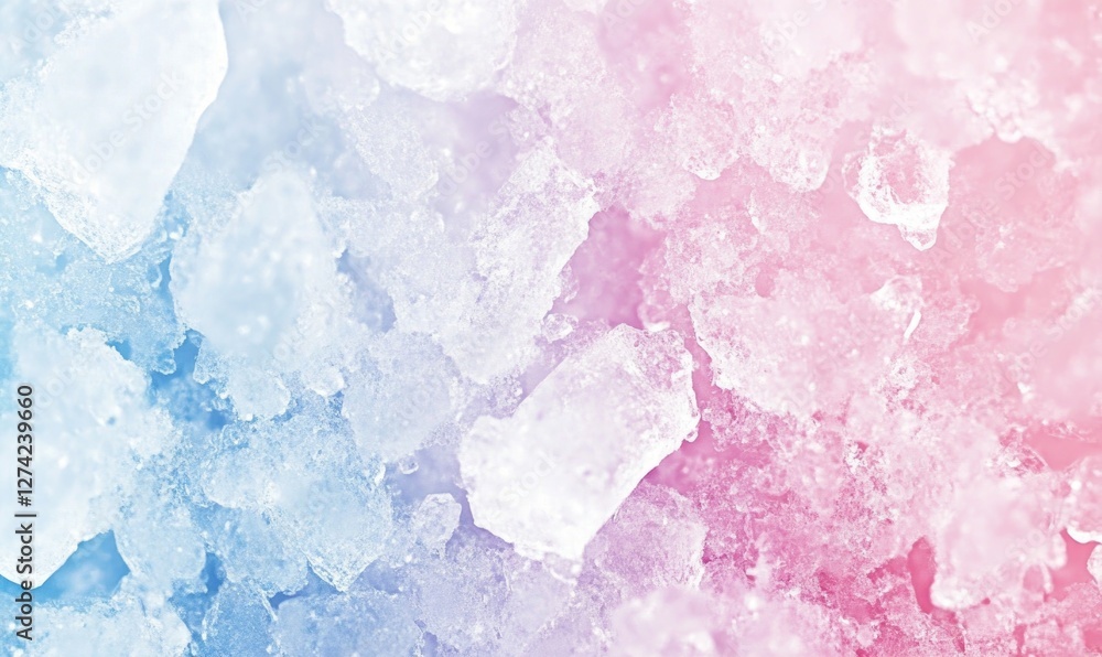 A colorful ice sculpture with pink, blue and white ice cubes A colorful ice sculpture with pink, blue and white ice cubes