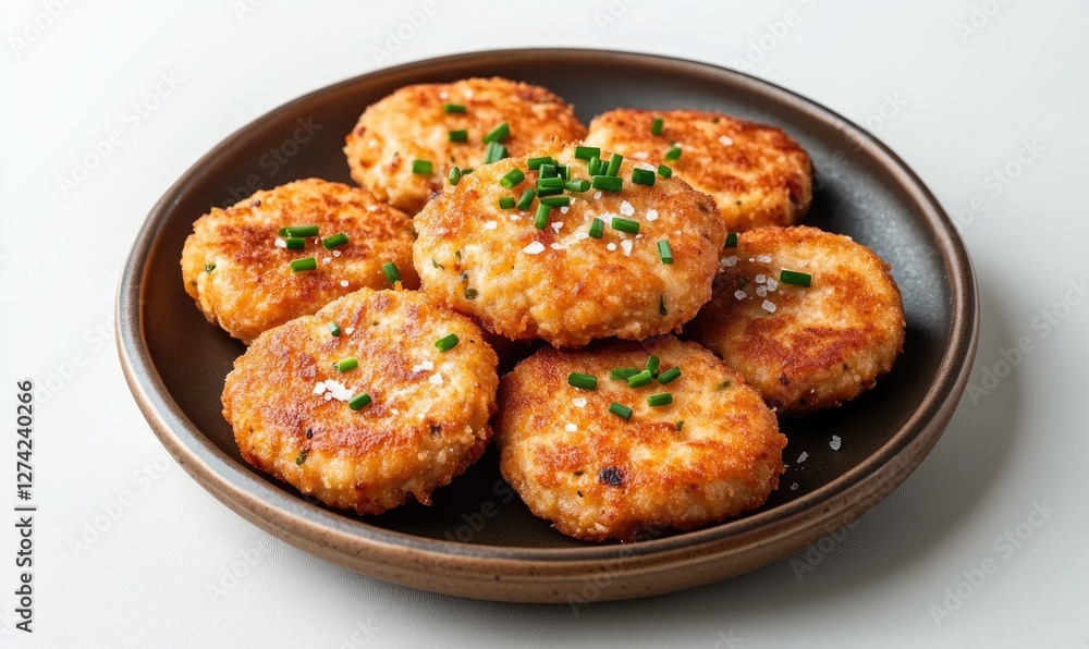 A plate of fried chicken pieces with a sprinkle of salt and pepper A plate of fried chicken pieces with a sprinkle of salt and pepper