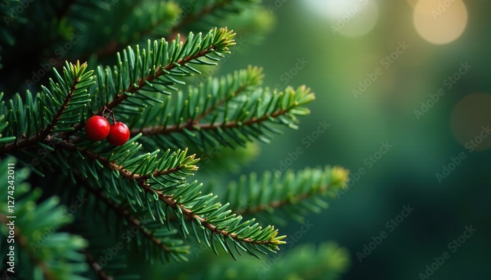 Spruce tree with fresh evergreen needles and berries, evergreen trees, spruces, pinecones Spruce tree with fresh evergreen needles and berries, evergreen trees, spruces, pinecones
