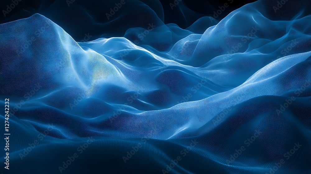 Obraz premium Abstract blue glowing wave landscape.