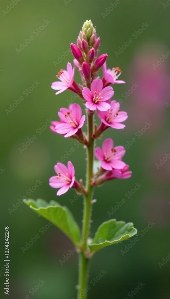 Delicate pink heather flowers on a single sprig, isolated, wildflower, spring Delicate pink heather flowers on a single sprig, isolated, wildflower, spring