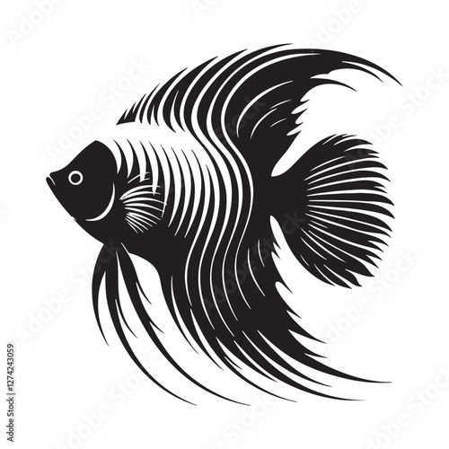 Premium Angelfish silhouette, a refined and stylish oceanic element - Angelfish illustration - Minimalist Angelfish vector - fish silhouette
