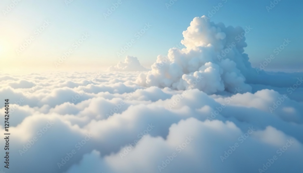 Swirling fog with big white clouds in the sky, fog, cloudscape Swirling fog with big white clouds in the sky, fog, cloudscape