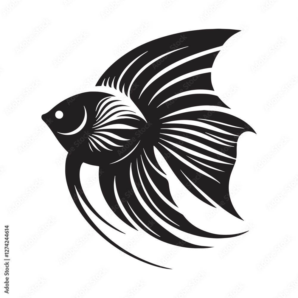Graceful Angelfish silhouette for elegant aquatic compositions - Angelfish illustration - Minimalist Angelfish vector - fish silhouette
Graceful Angelfish silhouette for elegant aquatic compositions - Angelfish illustration - Minimalist Angelfish vector - fish silhouette