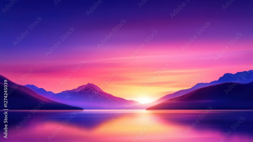 A breathtaking view of a serene landscape featuring majestic mountains illuminated by a vibrant sunset, reflecting beautifully on a calm lake, creating a tranquil atmosphere. A breathtaking view of a serene landscape featuring majestic mountains illuminated by a vibrant sunset, reflecting beautifully on a calm lake, creating a tranquil atmosphere.