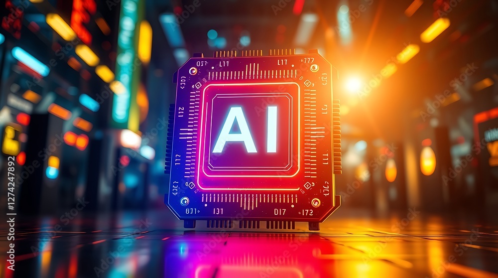 © HAPIXEL - Glowing AI Icon on a Blurred High-Tech Background Symbolizing Artificial Intelligence and Technological Advancement © HAPIXEL - Glowing AI Icon on a Blurred High-Tech Background Symbolizing Artificial Intelligence and Technological Advancement
