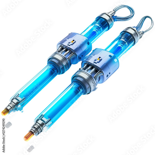 Futuristic Technology with Blue Glowing Tubes