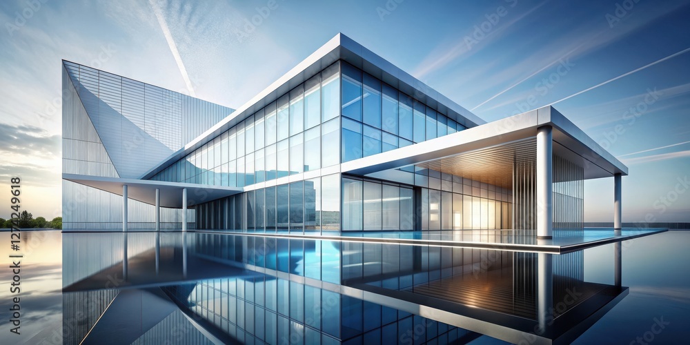 Obraz premium Abstract architectural design featuring sleek lines and geometric shapes, modern, abstract, architecture, background