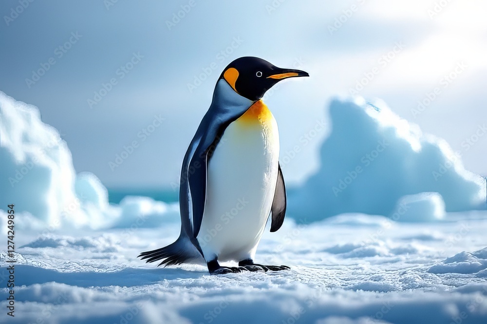 Fototapeta premium Majestic King Penguin on Antarctic Ice