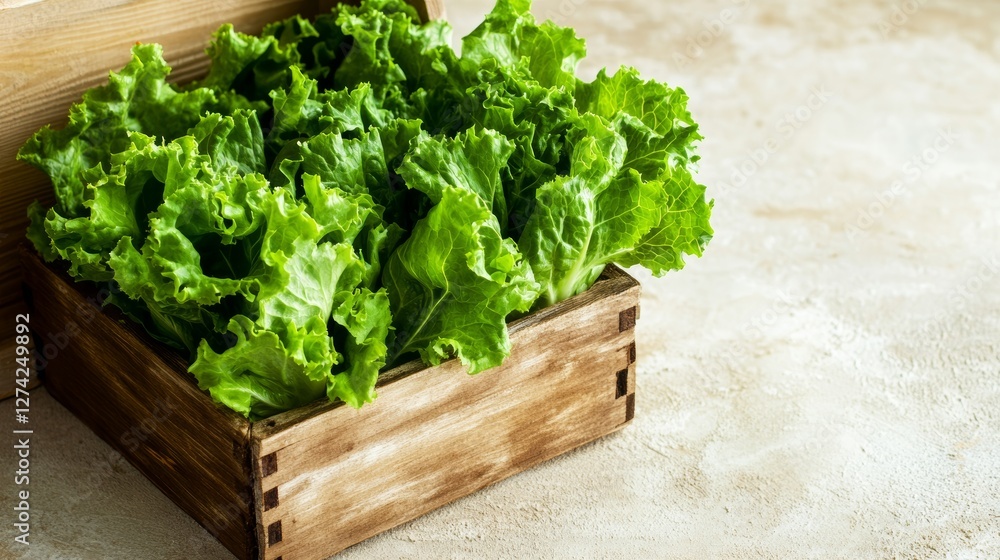 fresh lettuce in a wooden box fresh lettuce in a wooden box