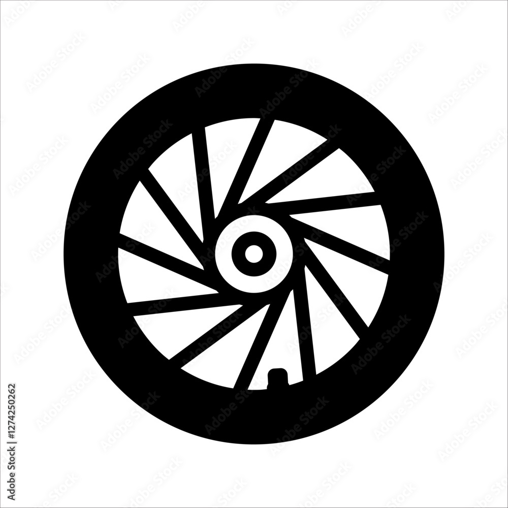 Fototapeta premium Simple black motorcycle tire - stock vector, with white background