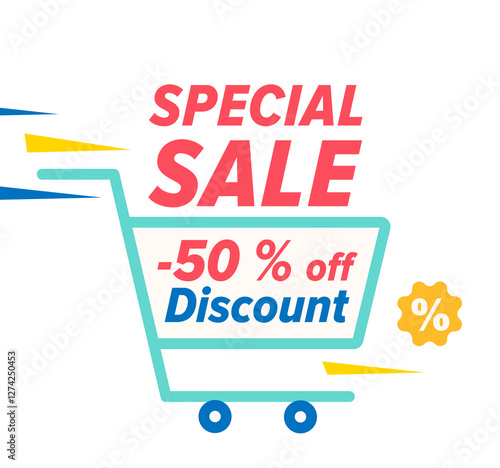 Special sale, order now, best choice, new and big sale banners. Shopping cart label icon logo. All layered and grouped. Vector.