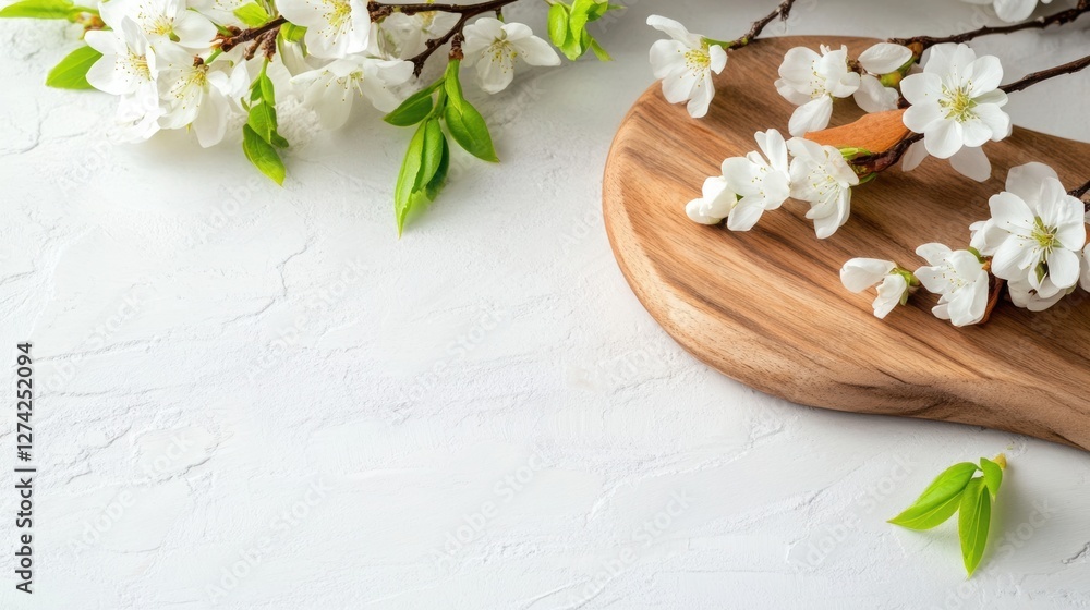 Naklejka premium Spring willow branches and flowers on a white table. 
