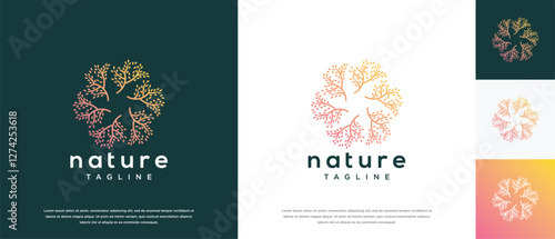 tree branch round leaf logo vector icon illustration