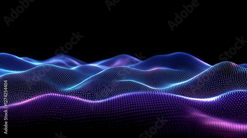 Abstract AI neural network background with glowing lines and waves
