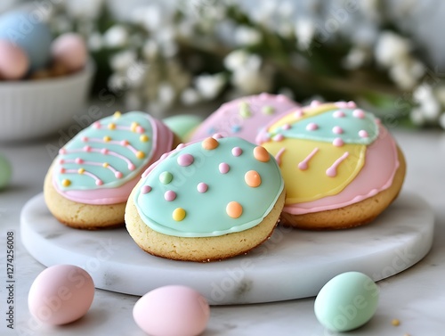 Easter egg cookies, spring, table