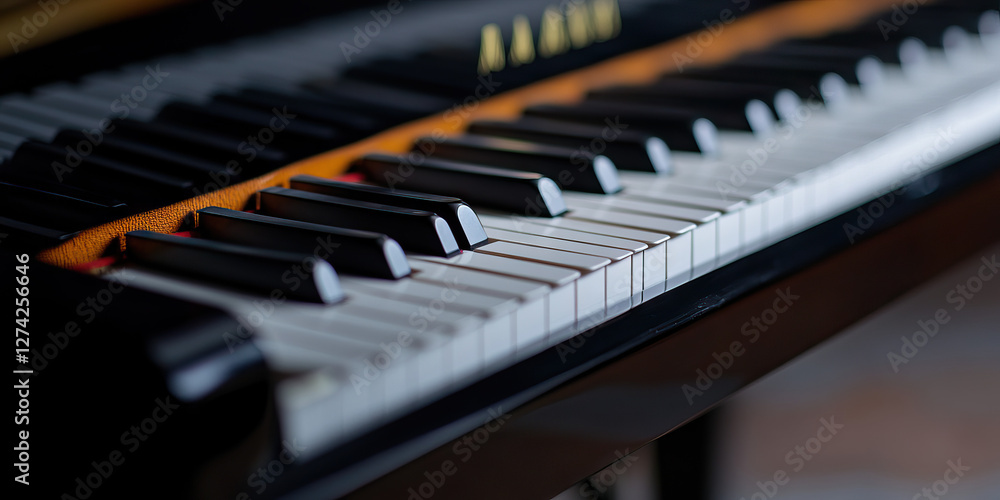 Close-up of Piano Keyboard and Keyframe Close-up of Piano Keyboard and Keyframe
