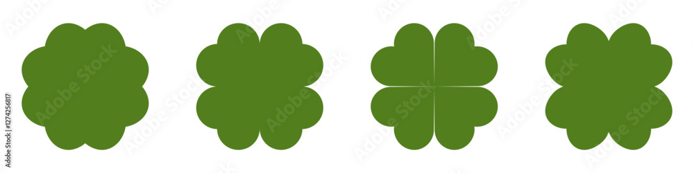 Good luck four leaf clover flat icon set isolated on transparent background. Good luck four leaf clover flat icon set isolated on transparent background.