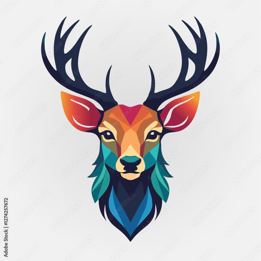 Fototapeta premium Colorful Geometric Deer Head Design