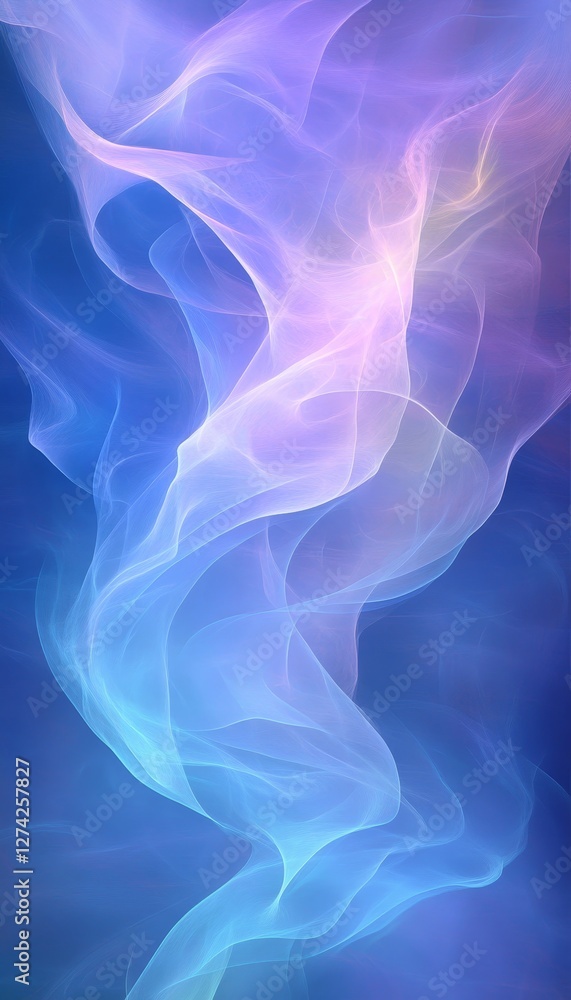 Fototapeta premium Abstract Fractal Design, Digital Landscape, Gently Swirling Vibrant Neon Teal, Royal Blue and Pink,