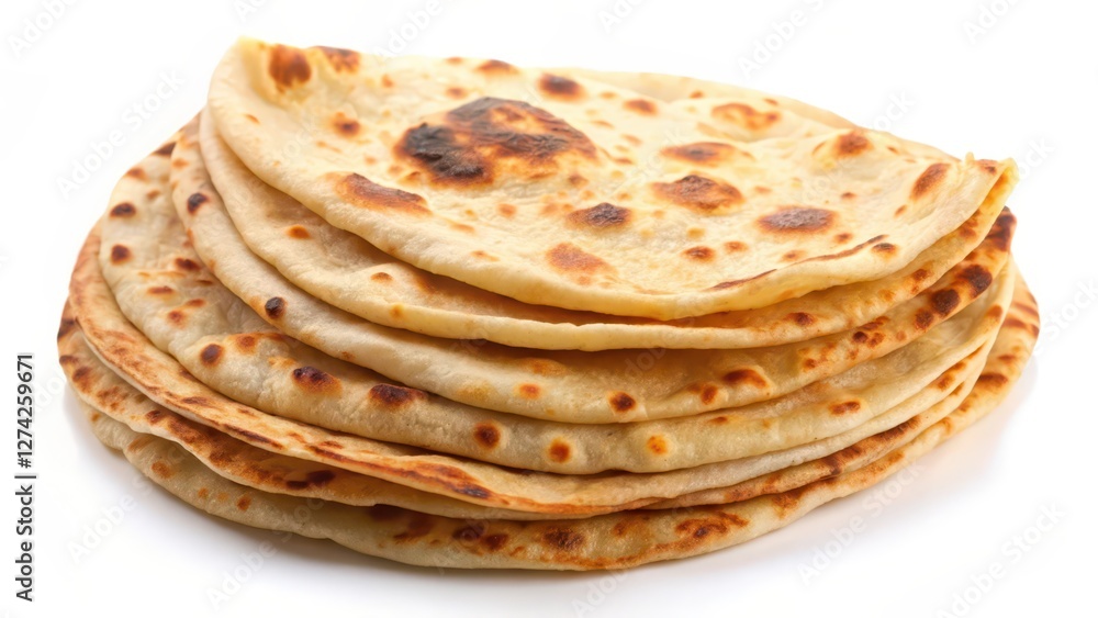 Stack of Flatbreads on White Background Stack of Flatbreads on White Background