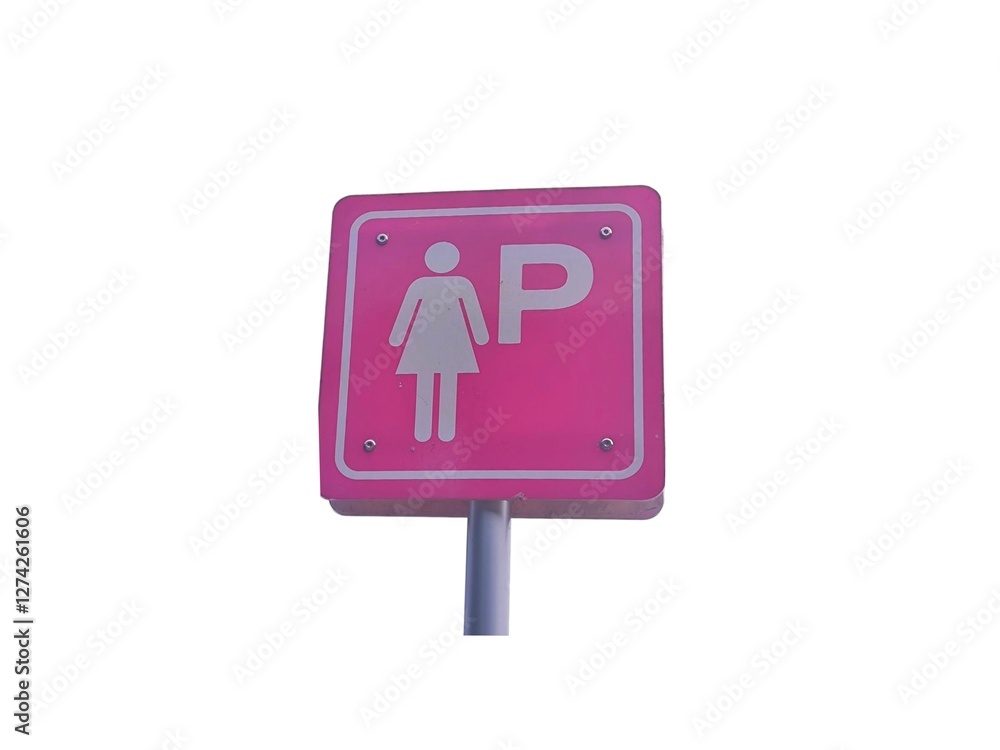 Lady parking sign isolated on white background. Woman sign on the parking lot Lady parking sign isolated on white background. Woman sign on the parking lot