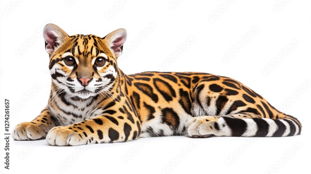 Obraz premium Clouded leopard resting on a tree branch in a lush green forest setting