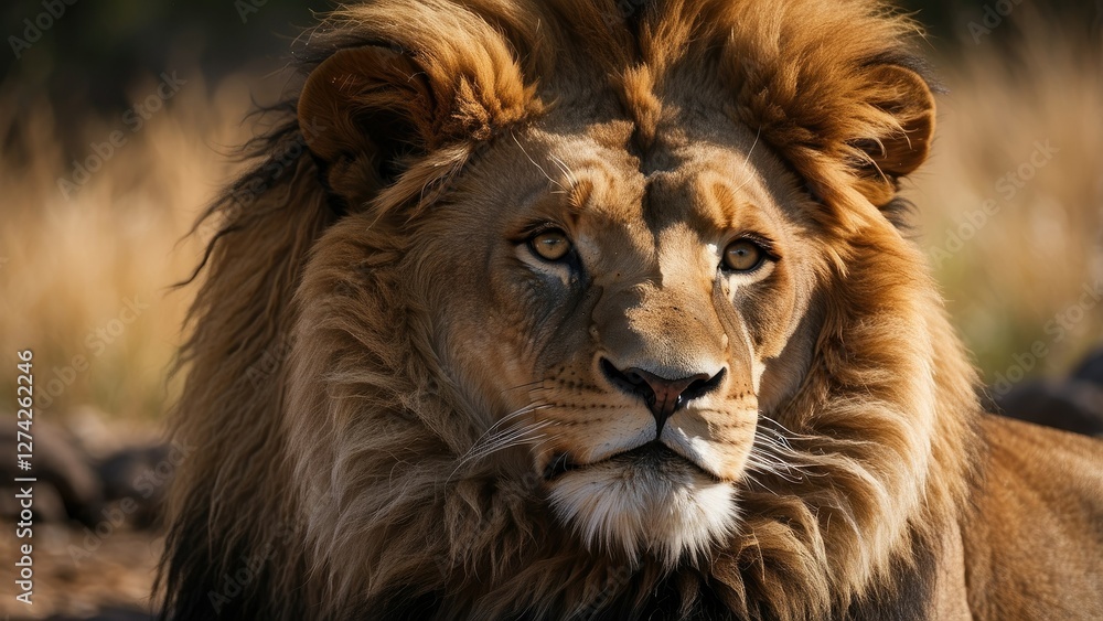 Fototapeta premium A collection of five lion heads,